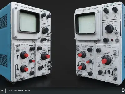 Old and Used Oscilloscope Tektronix - Optimized for Games Low-poly 3D model