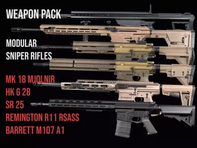 Modular Modern Sniper Rifles gun Weapon Pack