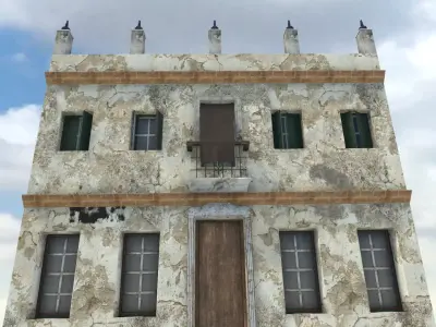 Old High-Quality 3D Colonial House Low-poly 3D model