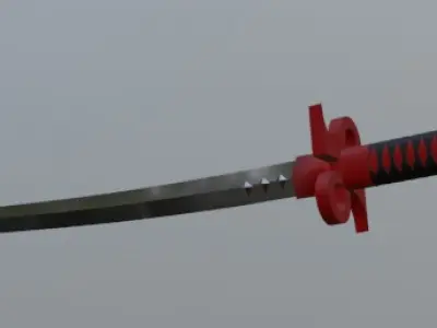 Long Japanese Sword Low-poly 3D model