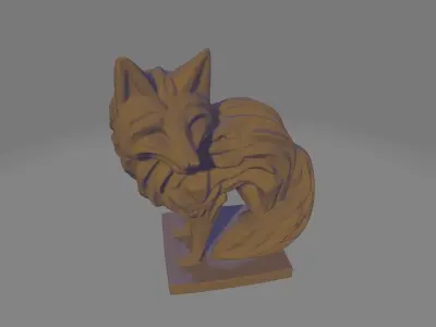  Fox Sculpture Layered Abstract 3D model