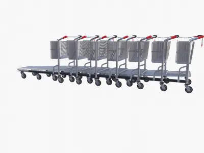 Shopping cart stack v2 Low-poly 3D model