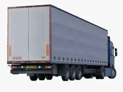 Generic truck with cargo trailer Low-poly 3D model
