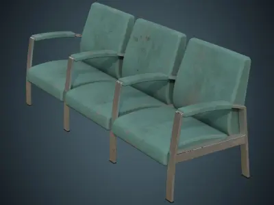 Waiting Chair 1B Low-poly 3D model