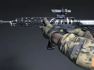 FPS Automatic Rifle 01 Animations Low-poly 3D model