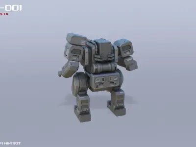 Scifi Mini bot Low-poly 3D model