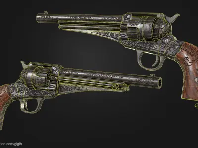 E Remington n Sons 1875 Revolver 44 cf Guns Low-poly 3D model