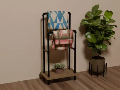 Industrial Pipe Fitting Quilt Stand Low-poly 3D model