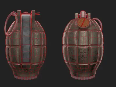 Military No36 Mills Bomb PBR hand Grenade ww1 and ww2 Low-poly 3D model