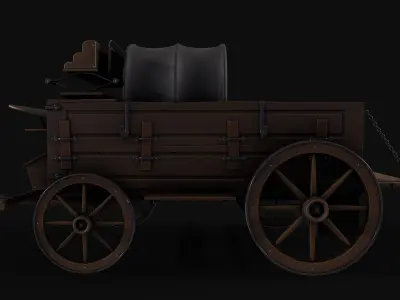 Horse-wagon old truck Low-poly 3D model