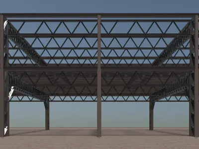 Steel structure frame 3D model