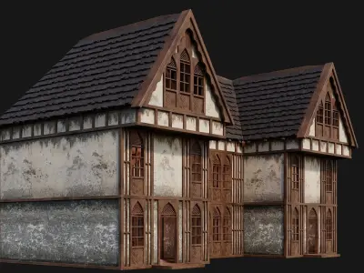 Old Medieval House Building 4K Textures GameReady 191 Low-poly 3D model