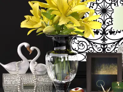 yellow lily decorative set 3D model