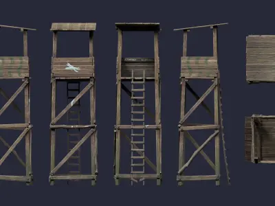 Observation tower Low-poly 3D model