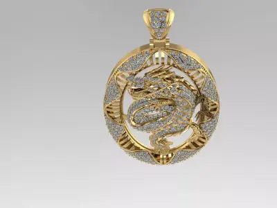 Chinese Dragon Pendant 3D print model 3D print model purchase
