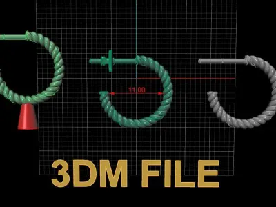 Earring Hoop Rope Twist Opened Back 11MM DIAMETER  3D print model