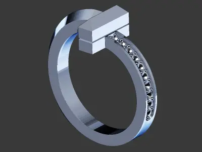T Ring cross in rose gold 3D model