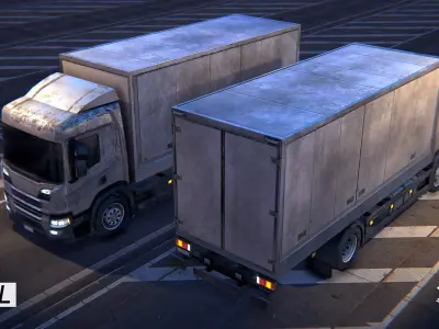 Gridlock - Euro truck lorry - PBR gameready city vehicle Low-poly 3D model