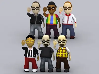 3DRT - Toonworld Characters Males Low-poly 3D model