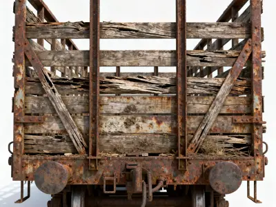 Realistic Full Rusted Cattle Train Car 3D Model Low-poly 3D model