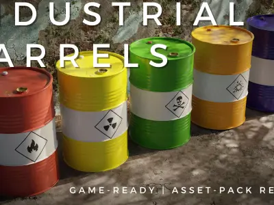 Industrial Metallic Barrel Pack - Game-Ready 3D Asset Low-poly 3D model