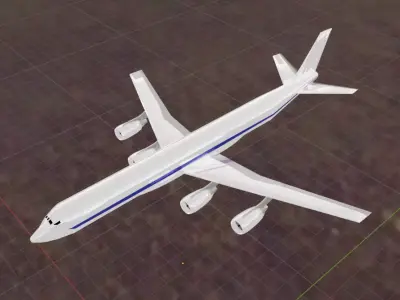 Fictional Quad Engine Modernized 1950s Jetliner DC-8-71 Inspired Low-poly 3D model