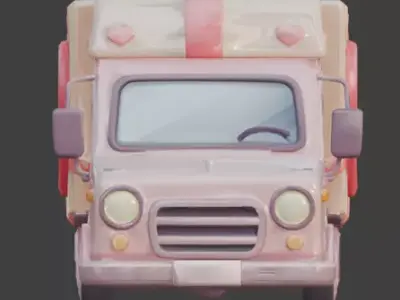 Stylized 3D Valentine Delivery Truck Model Low-poly 3D model