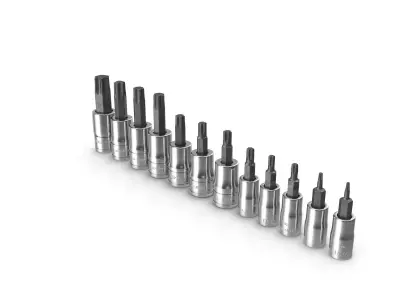 SO 12pc Combination Drive TORX Bit Standard Socket Set Low-poly 3D model