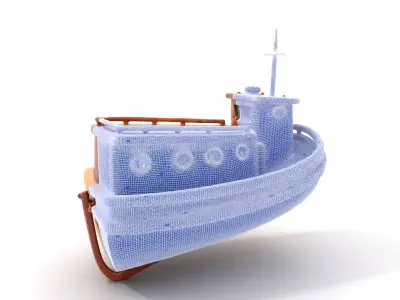 Wooden Tugboat Model Pack for Rendering and Games Low-poly 3D model