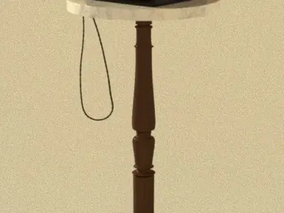 Vintage Rotary Phone with Marble Table 3D model