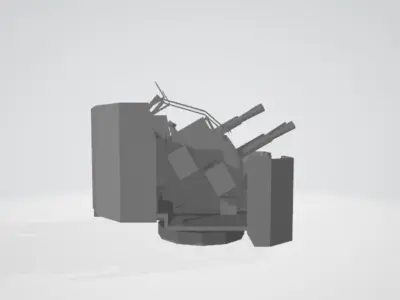 British AA Pom Pom Anti-Aircraft Gun 3D print model