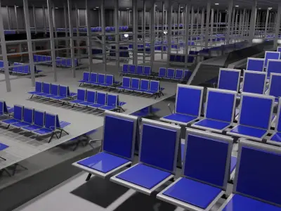 Airport Interior Low-poly 3D model shop