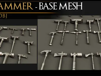 54 Models Of Hammer-Hammer- Cold Weapons-Game Ready Model-Vol 02 Low-poly 3D model