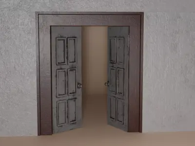 Damaged Wood Door 3D model