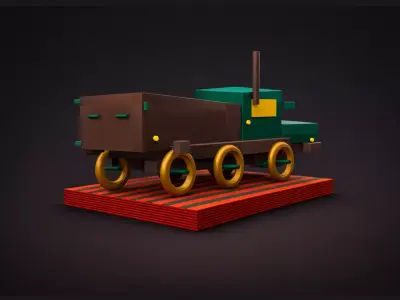 Low-Poly Big Truck Game-Ready Vehicle Asset Low-poly 3D model