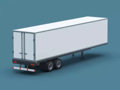 Cartoon Stylized  Refrigerated Semi Trailer Low-poly 3D model
