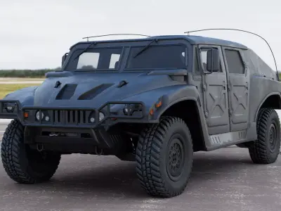 Military Vehicle Humvee HMMWV Concept Black Color 3D model