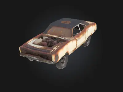 Rusty Muscle Car  Faded Power from the Glory Days 3D model