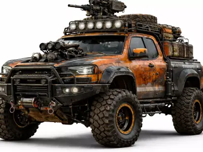 Apocalyptic Armored Offroad Combat Truck 4x4 High Detail 3D model