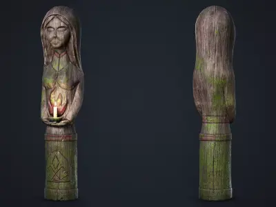 Wooden Totem 1 Low-poly 3D model
