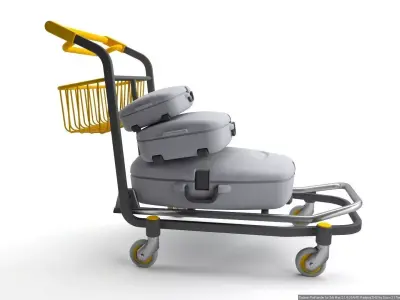 Luggage Trolley with Suitcases 3D model