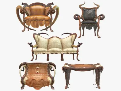 African Furniture Decorative Collection 3D model