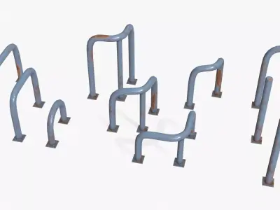 Grey Fence Protector Pack Low-poly 3D model