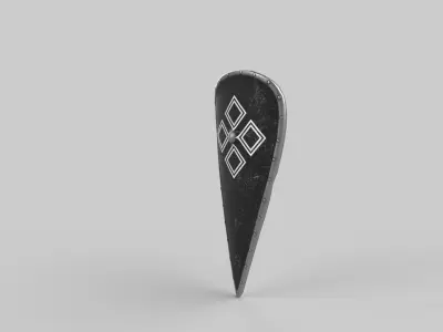 Shield pin with diamond Low-poly 3D model