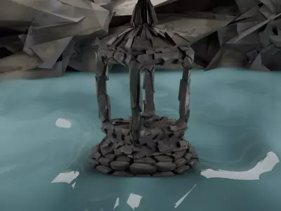 Stone lantern or small shrine Low-poly 3D model