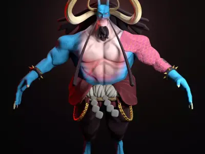 Kaido - Manga Character Low-poly 3D model