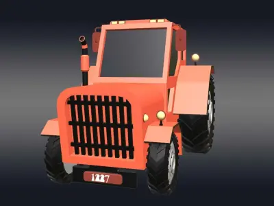 Low Poly Tractor  Low-poly 3D model