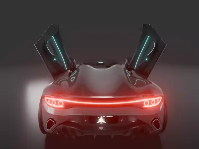 JTX SP50 Aetherion Hypercar Convertible rigged and animated Low-poly 3D model
