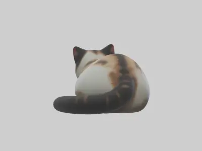 Iriomote Cat resting model Low-poly 3D model