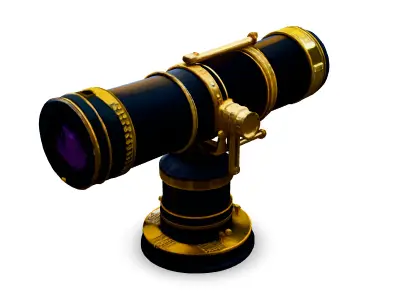 Luxury Gold and Black Telescope Model Low-poly 3D model